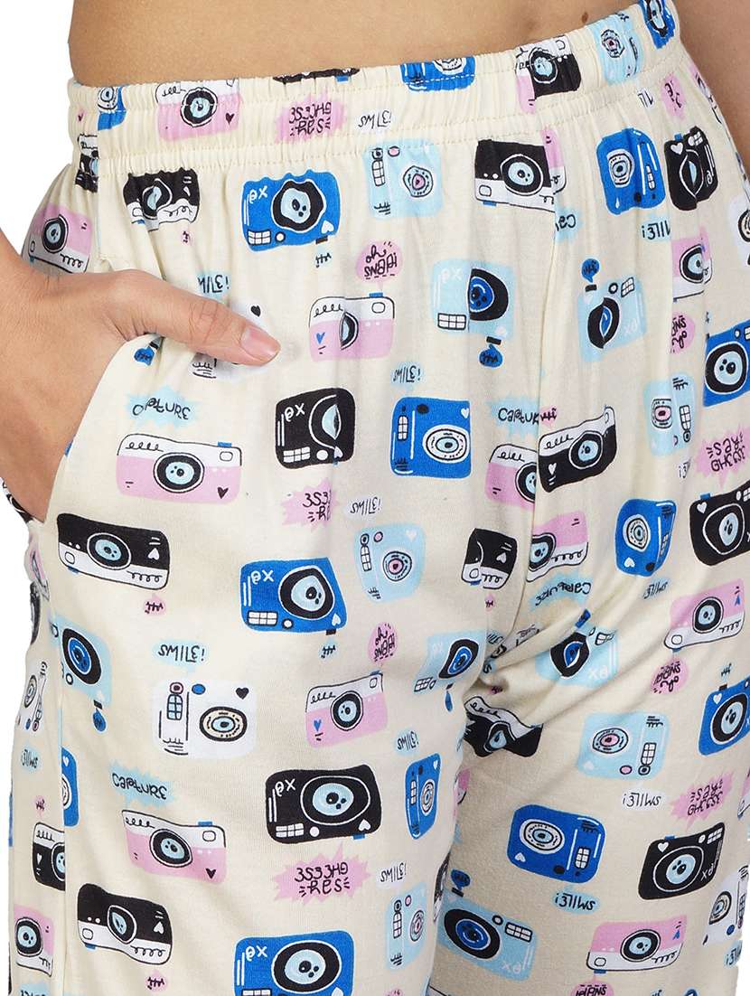 women printed nightwear t-shirt & pyjama set - 21707786 -  Standard Image - 5