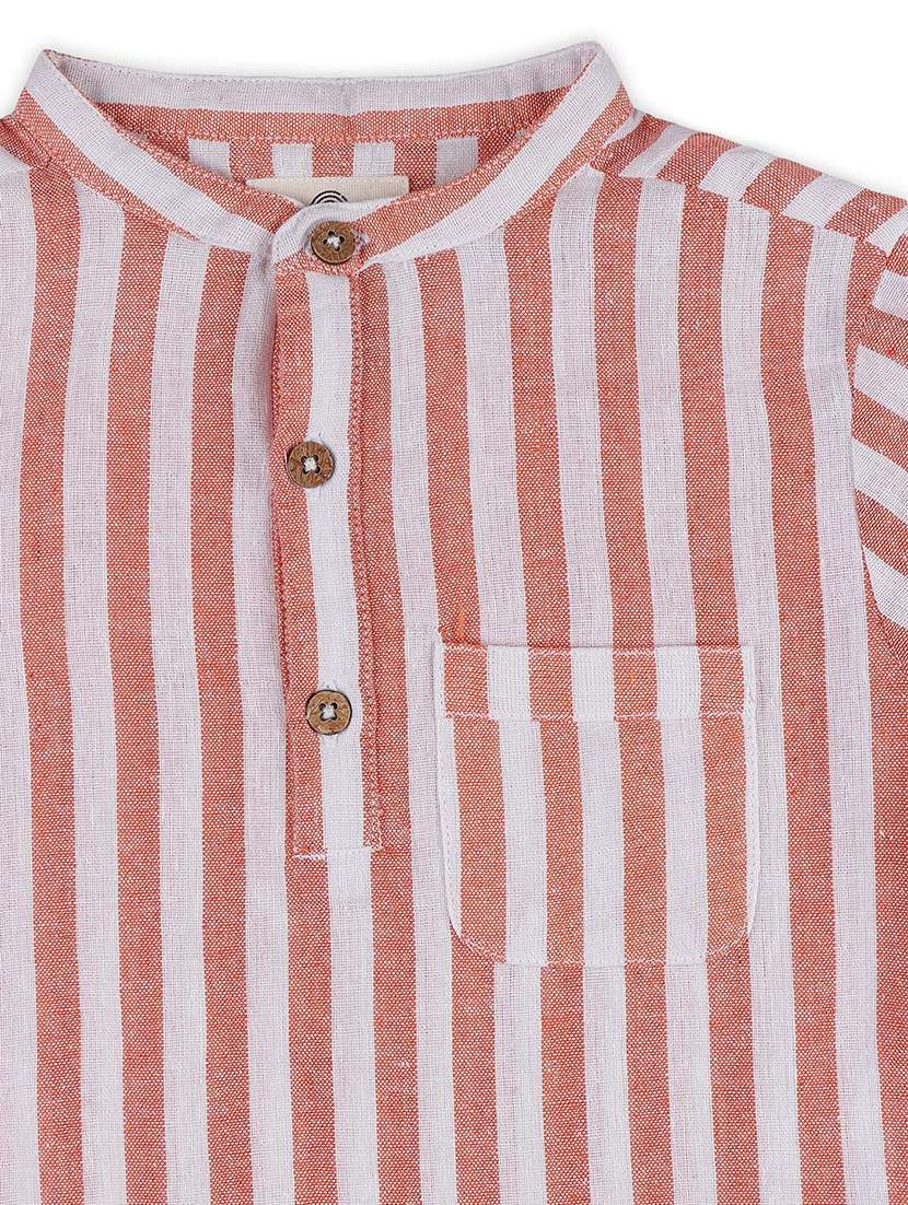 boys peach stripes shirts & shorts set - 21707854 -  Standard Image - 5