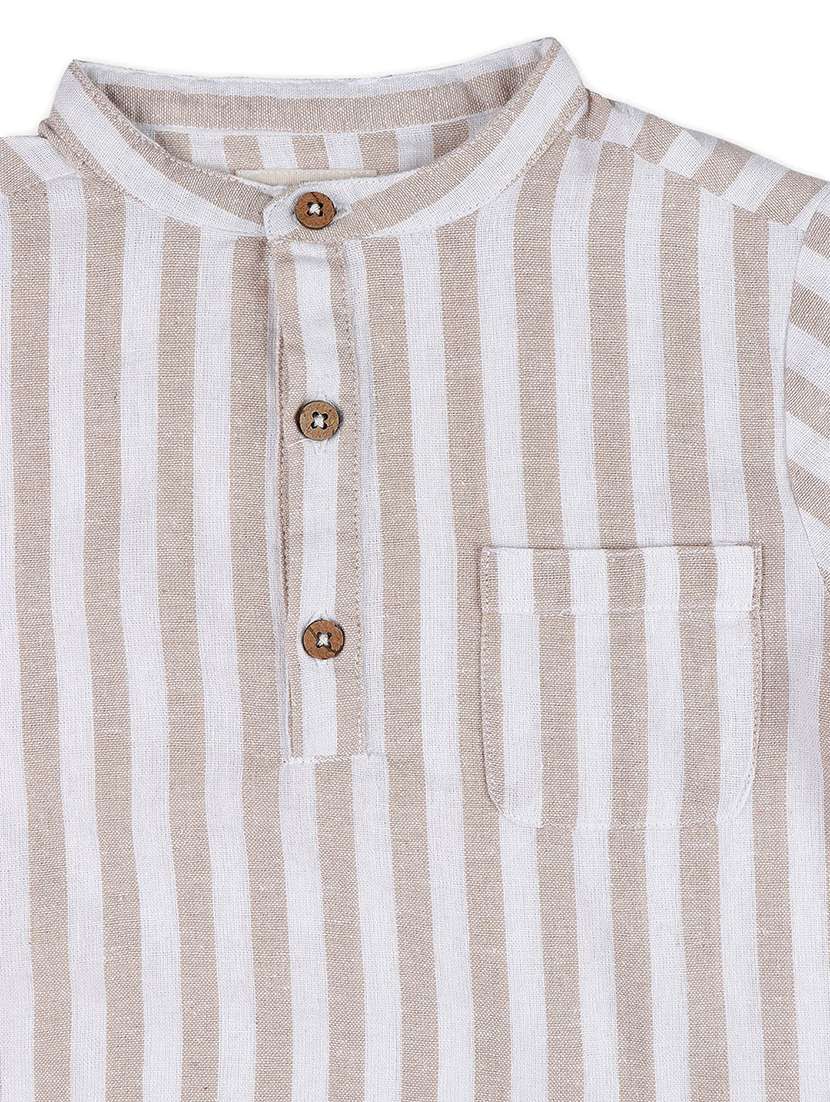 boys beige stripes shirts & shorts set - 21707855 -  Standard Image - 5