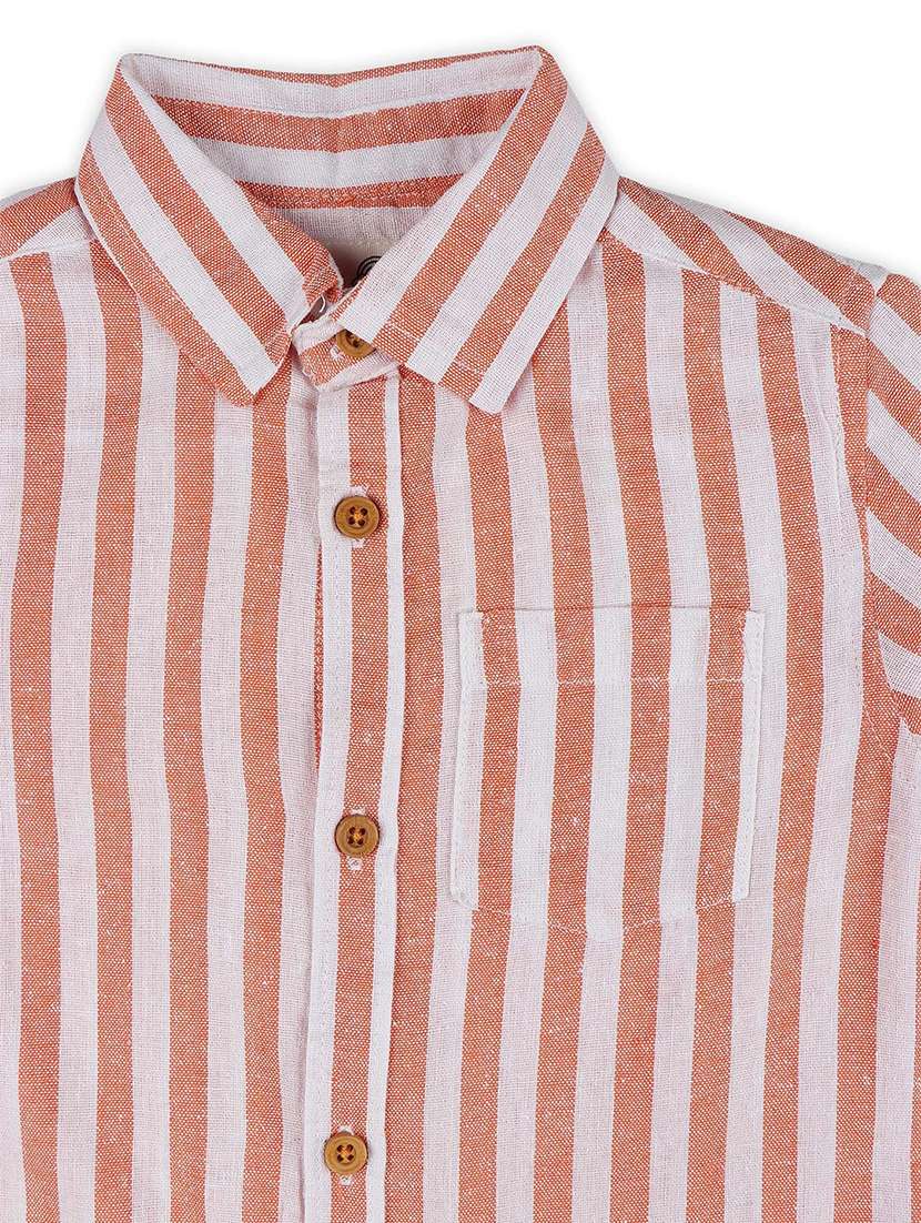 boys peach stripes shirts & shorts set - 21707856 -  Standard Image - 5