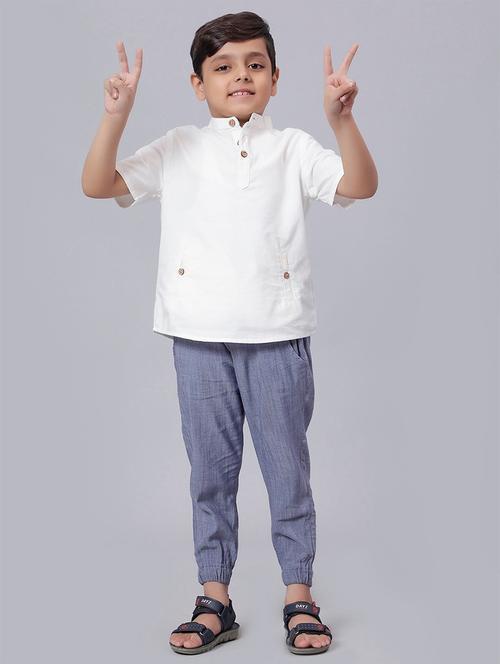 boys white solid short kurta - 21707857 - Standard Image - 0