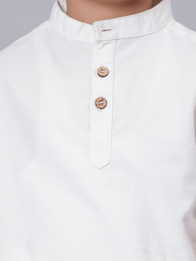 boys white solid short kurta - 21707857 - Standard Image - 5