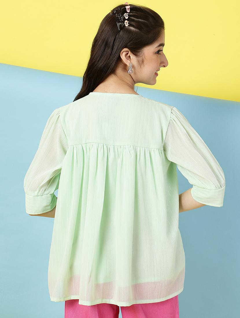 girls embroidered round neck top - 21707960 - Standard Image - 3