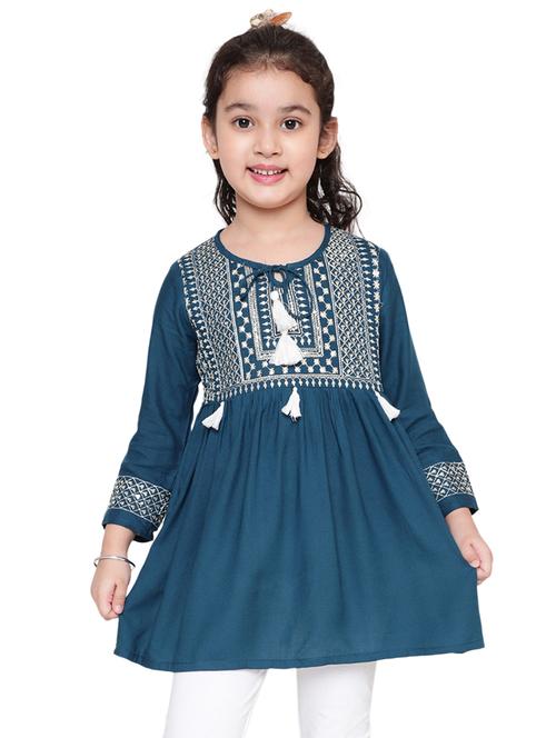 girls embroidered round neck top - 21707968 -  Standard Image - 0