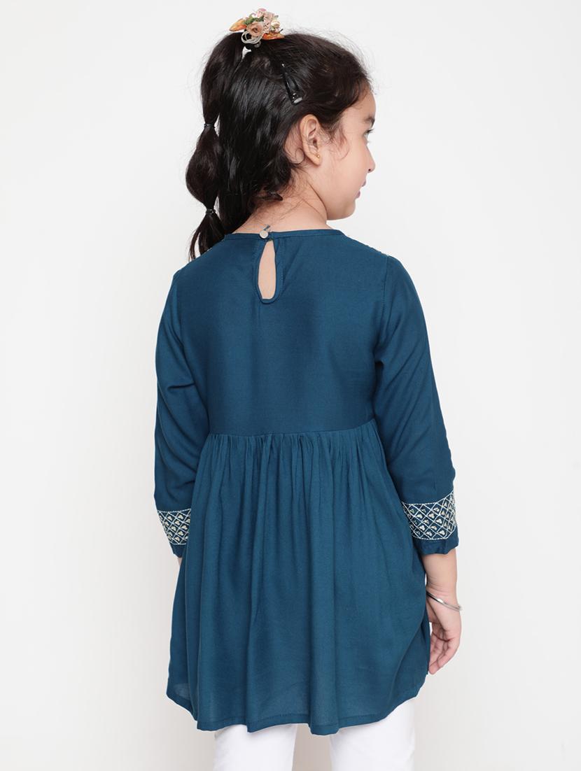 girls embroidered round neck top - 21707968 - Standard Image - 3