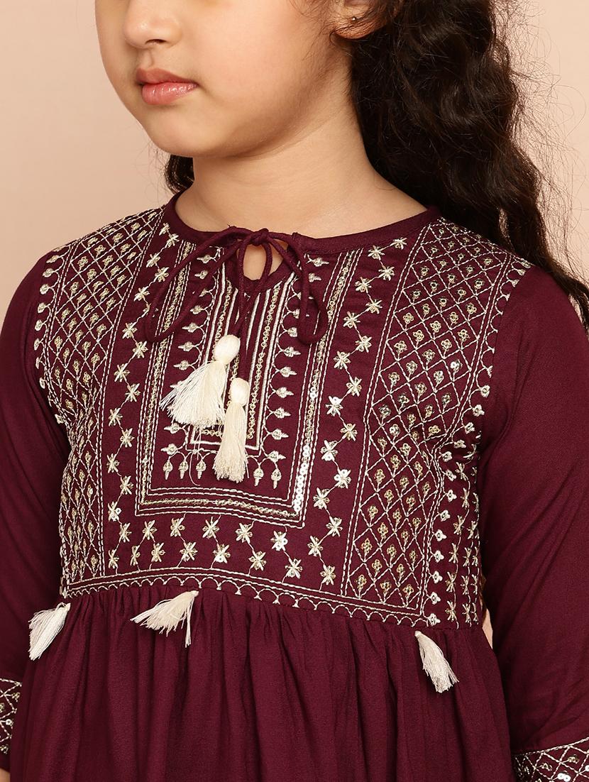 girls embroidered round neck top - 21707970 - Standard Image - 5