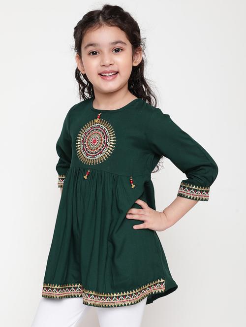 girls embroidered round neck top - 21707976 - Standard Image - 0