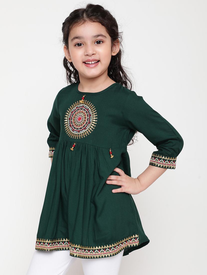 girls embroidered round neck top - 21707976 - Zoom Image - 0