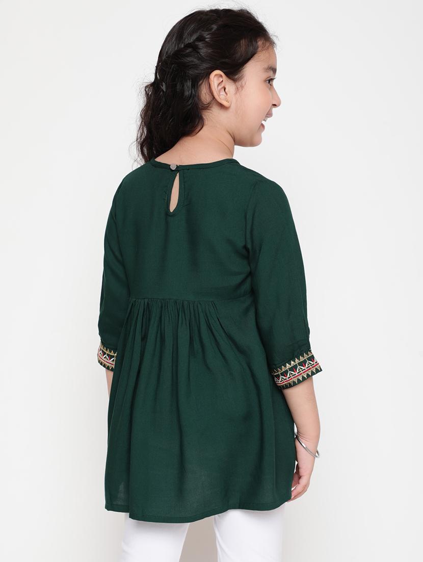 girls embroidered round neck top - 21707976 - Standard Image - 3