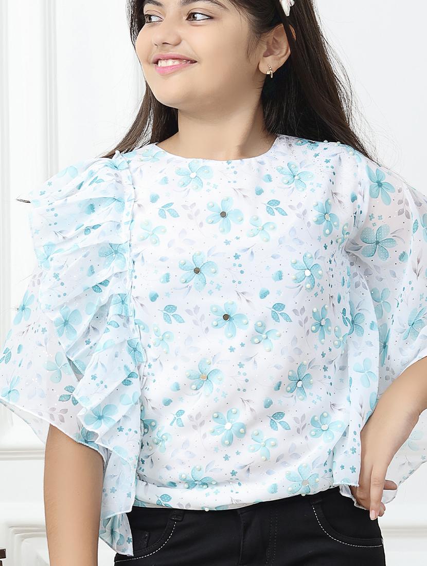 girls floral printed round neck top - 21708046 - Standard Image - 5