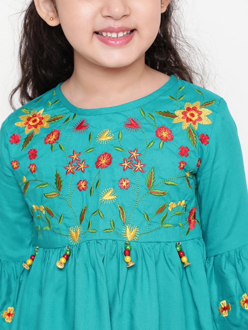 girls embroidered three quarter sleeve top - 21708058 - Standard Image - 5