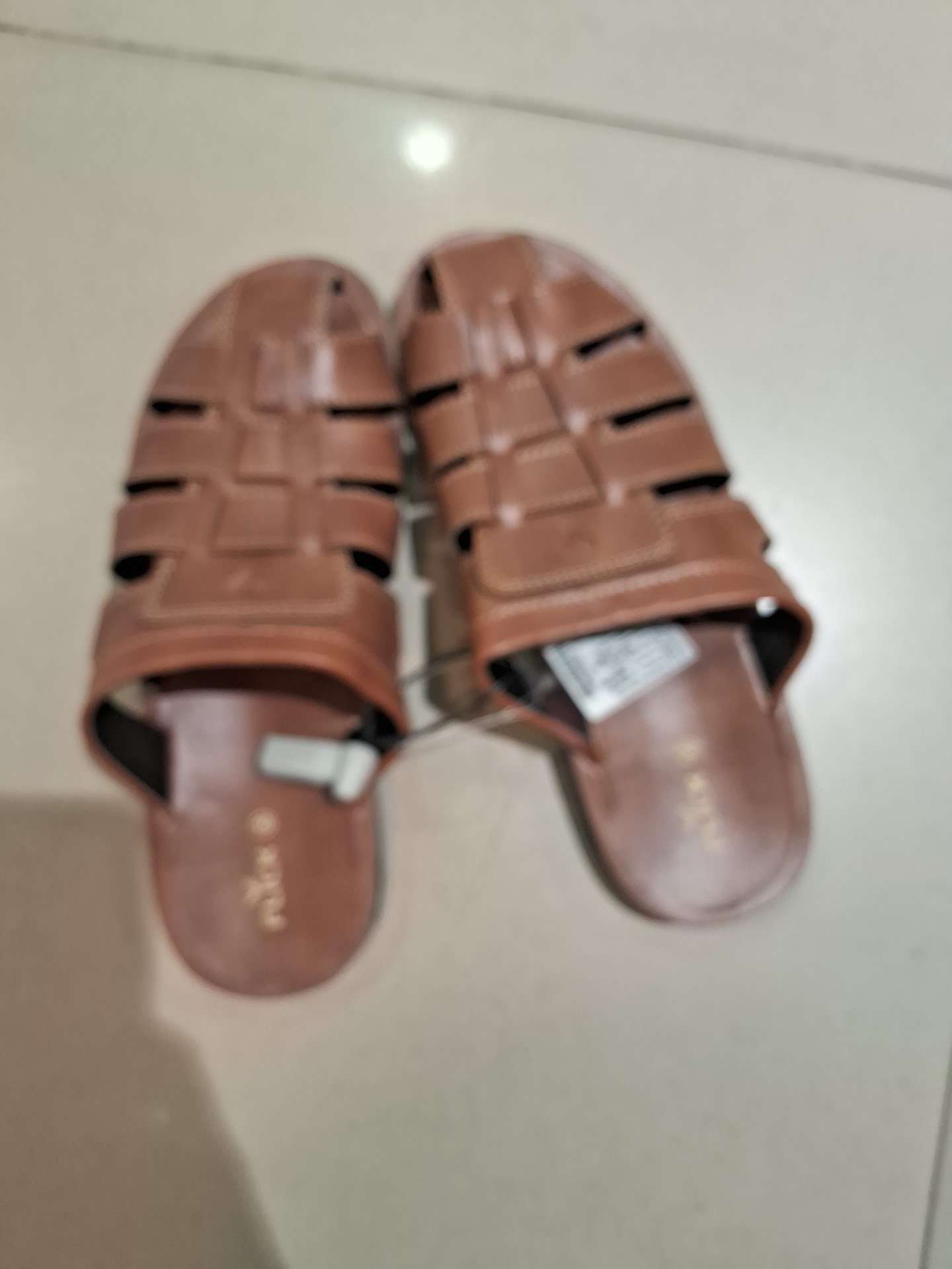 tan pu (polyurethane) flip flops - 21708322 -  Zoom Image - 0
