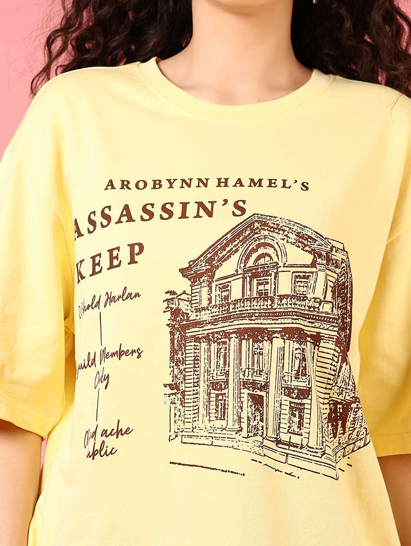 women front printed drop shoulder t-shirt - 21708359 -  Standard Image - 3