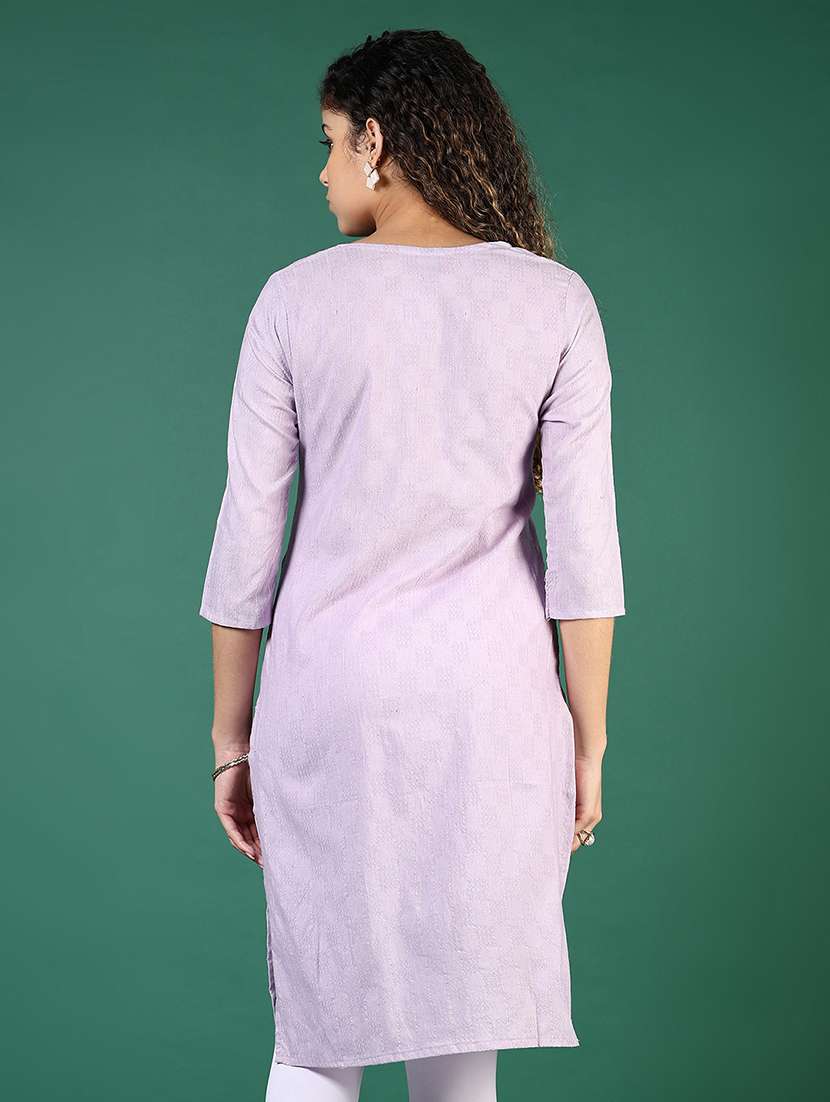 women self designed round neck straight kurta - 21708364 -  Standard Image - 3