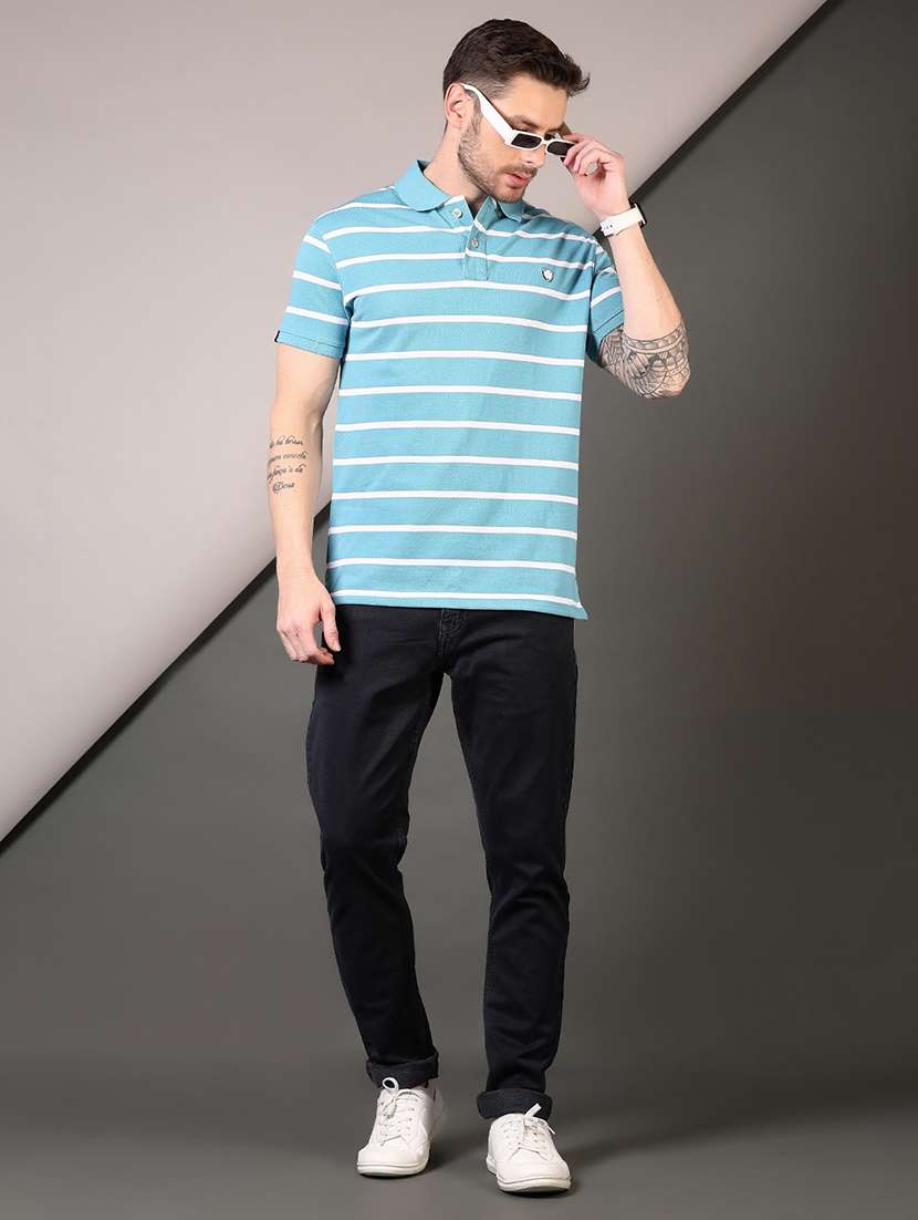 men striped short sleeve regular fit polo t-shirt - 21708370 -  Standard Image - 3