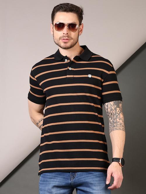 men striped short sleeves polo t-shirt - 21708371 - Standard Image - 0