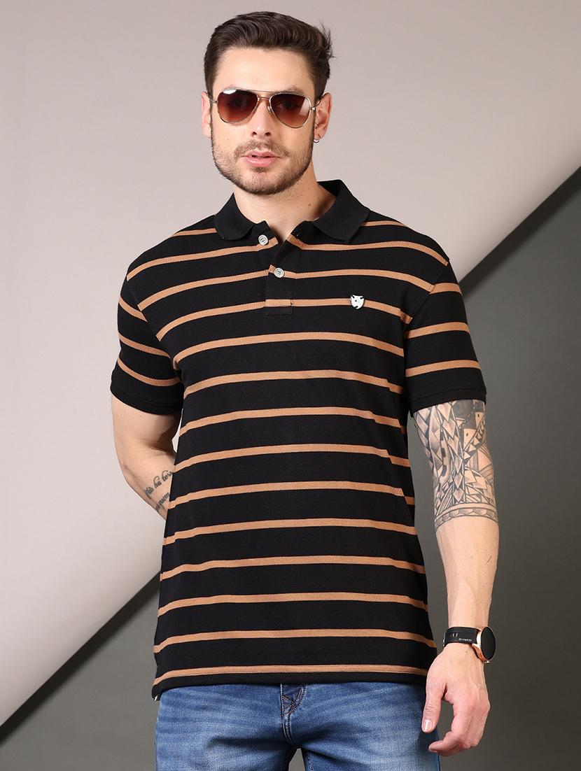 men striped short sleeves polo t-shirt - 21708371 - Zoom Image - 0