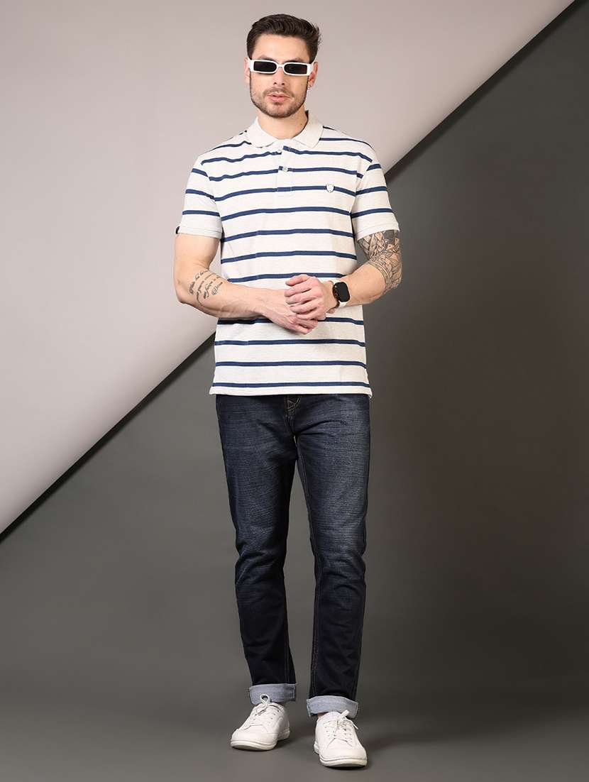 men striped short sleeves polo t-shirt - 21708377 - Standard Image - 3