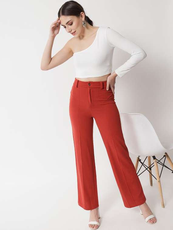 women high rise solid tailored pant - 21708389 -  Standard Image - 3