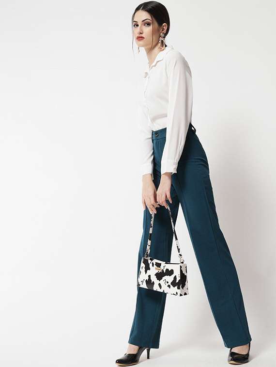women high rise solid tailored pant - 21708391 -  Standard Image - 3