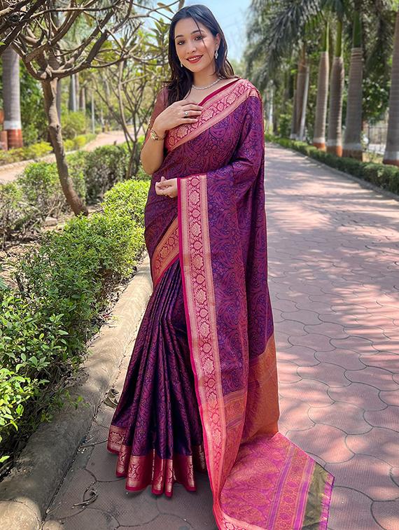 women self design kanjivaram saree with blouse - 21708438 - Zoom Image - 0