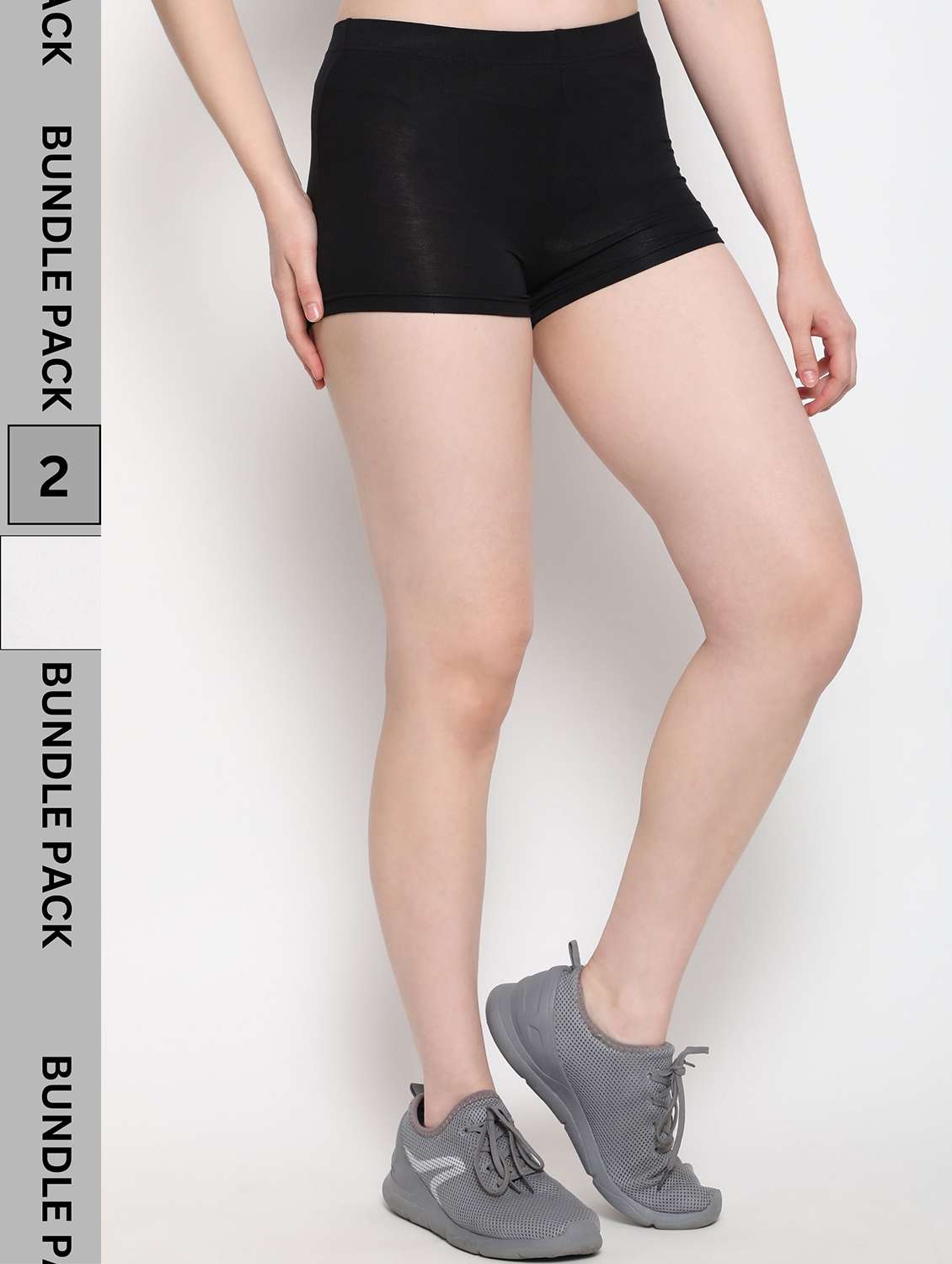 women pack of 2 solid cycling shorts