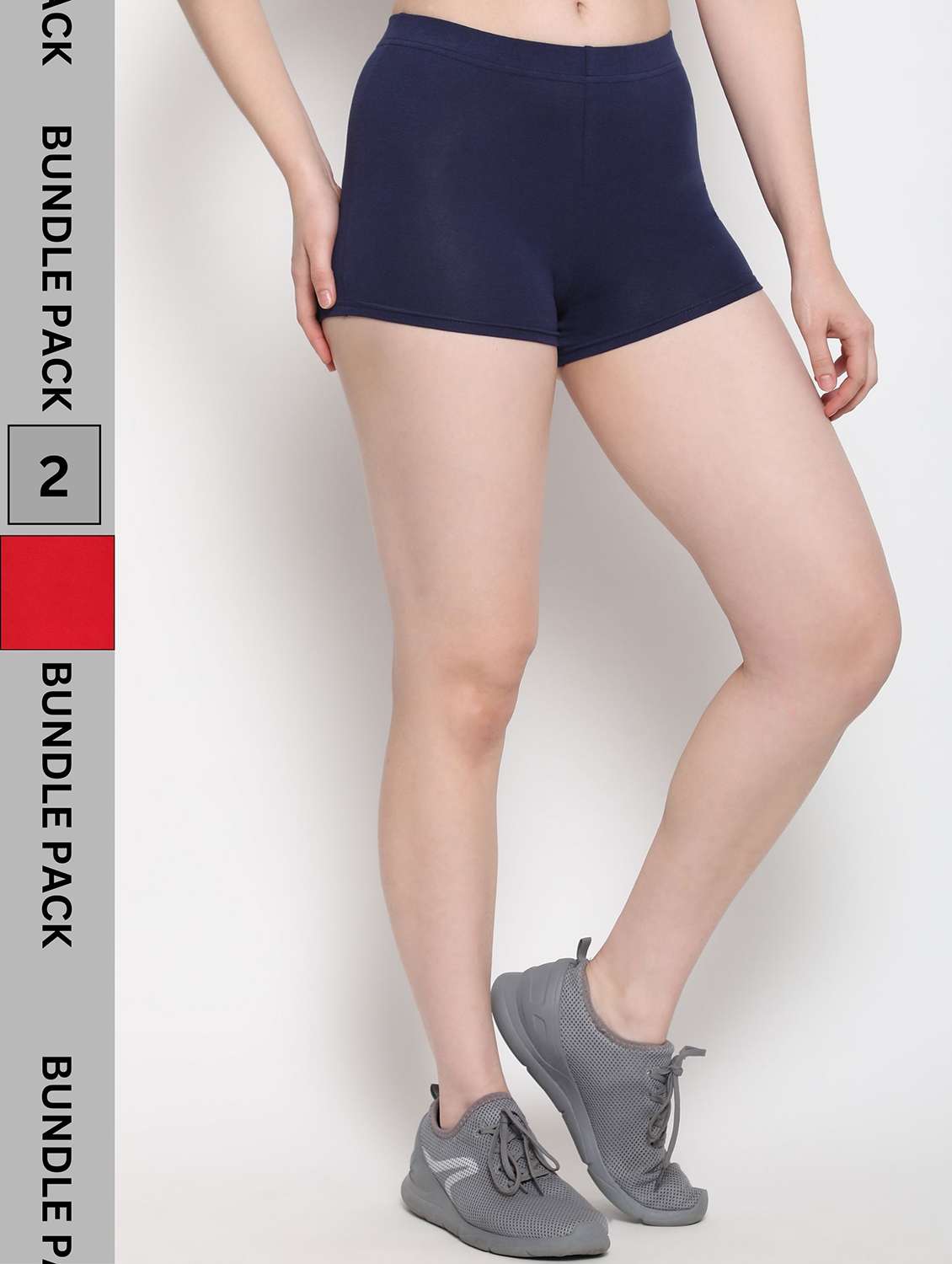 women pack of 2 solid cycling shorts