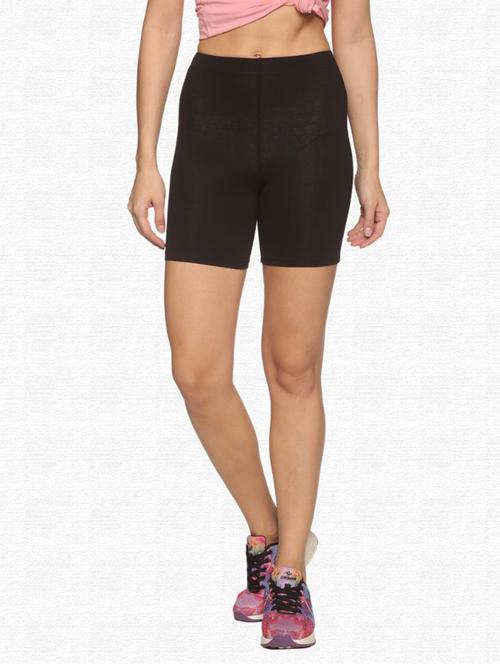 women mid rise solid cycling shorts - 21708580 - Standard Image - 0