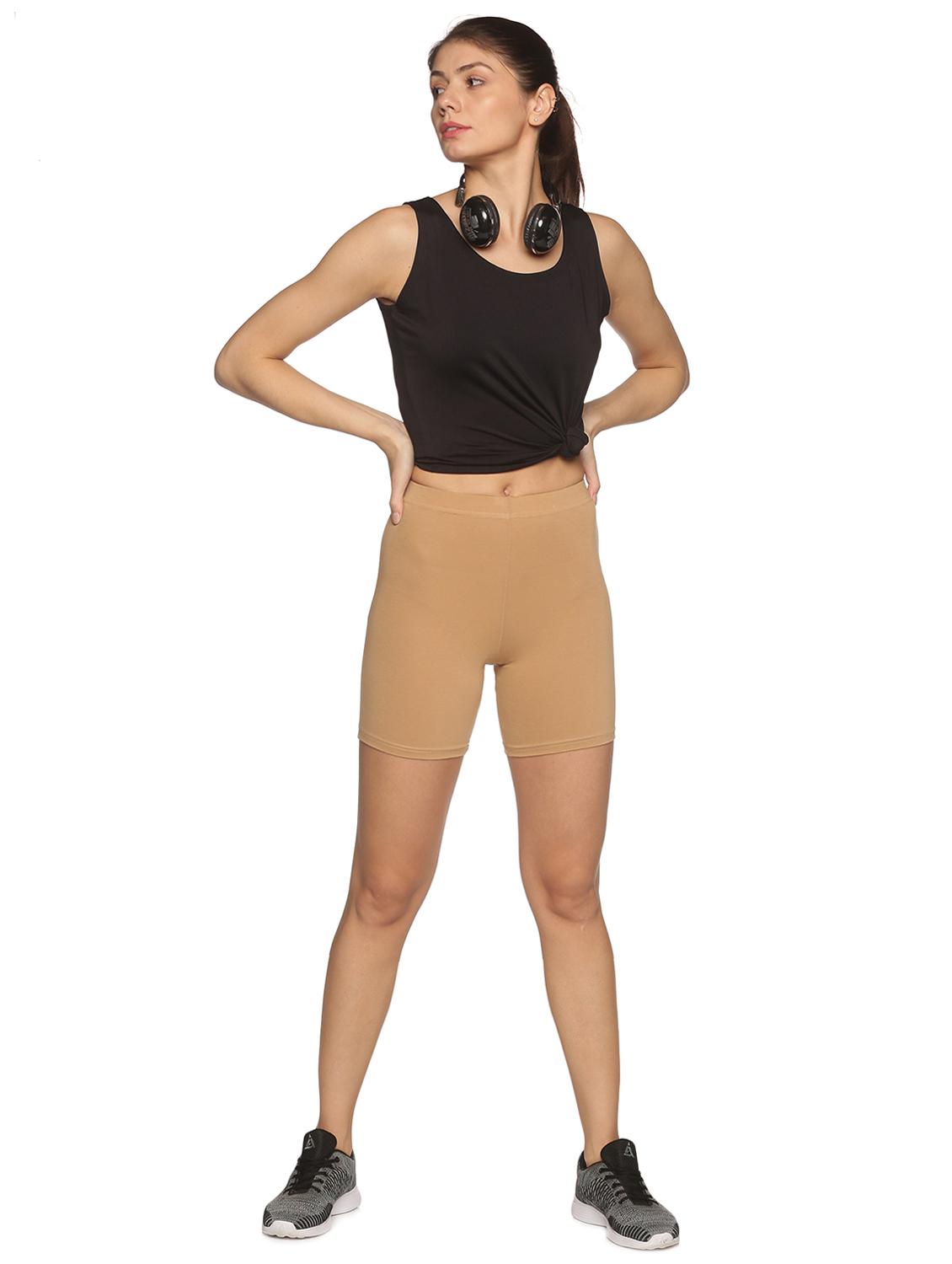 women mid rise solid cycling shorts - 21708584 - Standard Image - 3