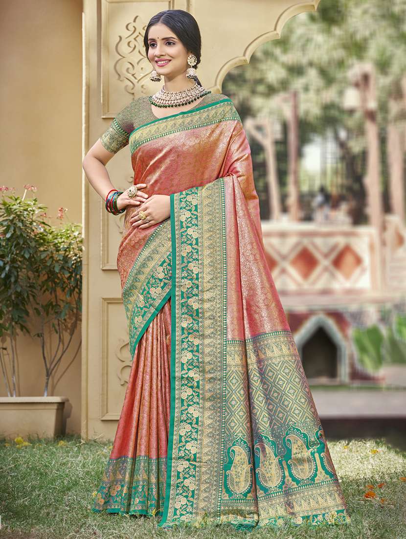 women self design banarasi saree with blouse