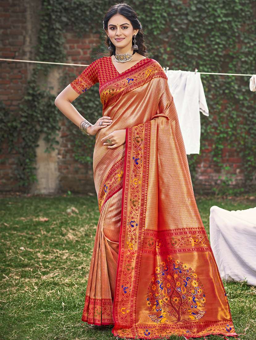women self design paithani saree with blouse - 21708940 -  Zoom Image - 0