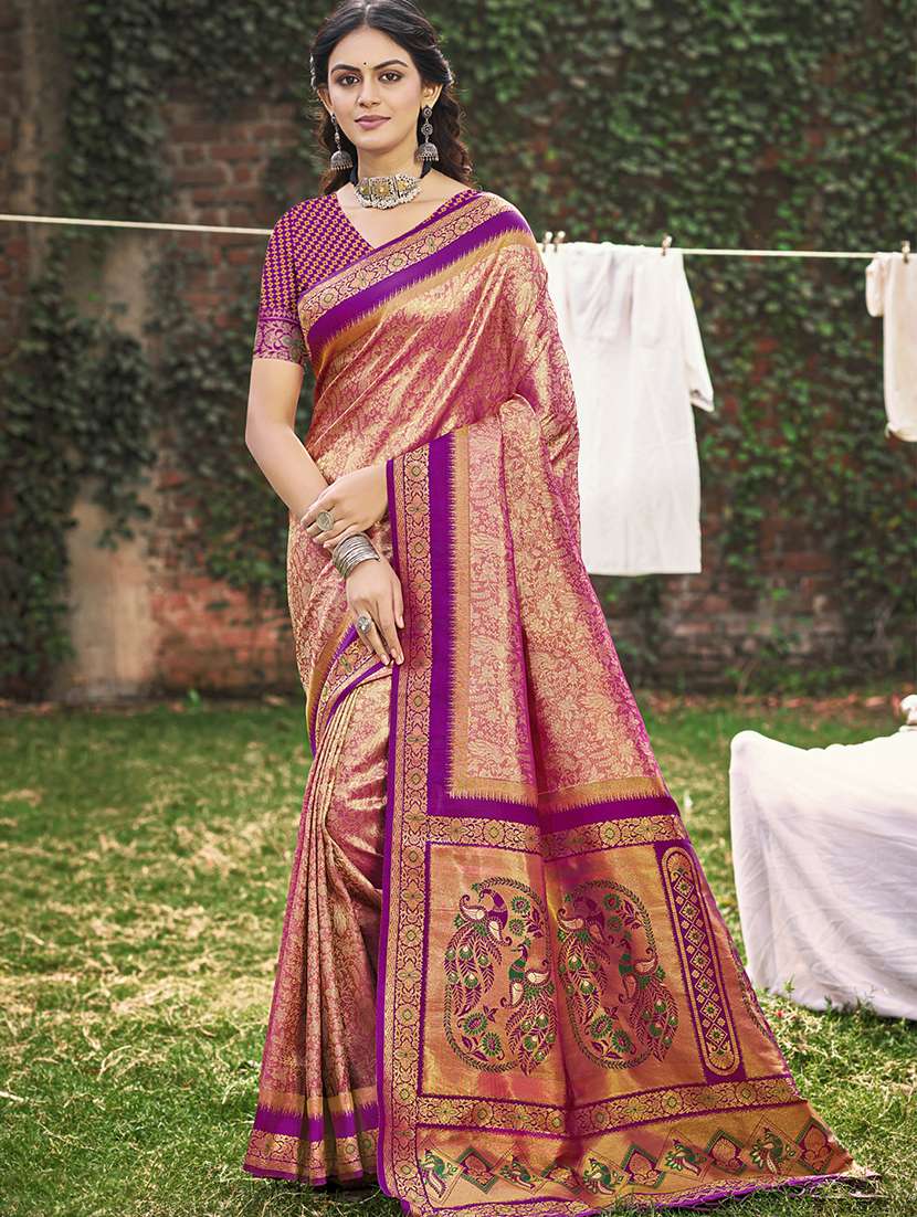 women self design banarasi saree with blouse