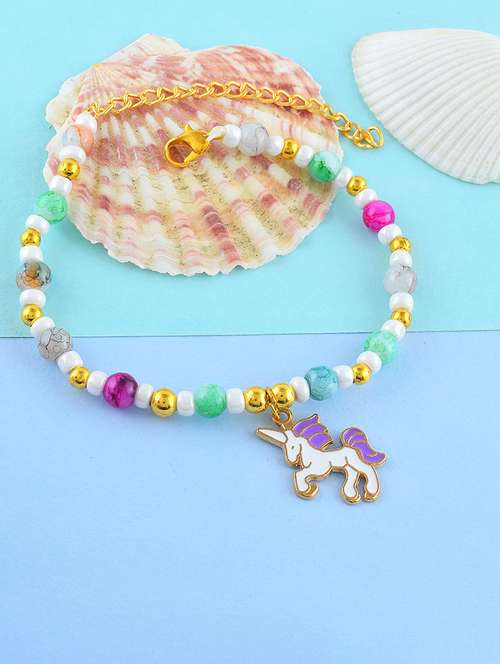 women multi color pearl beaded link bracelets - 21709021 -  Standard Image - 0