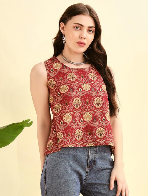 women floral printed round neck regular top - 21709137 - Standard Image - 0
