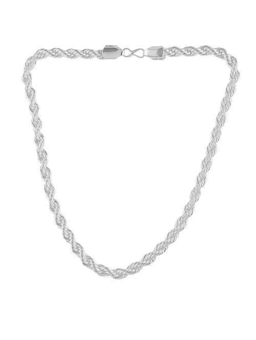 men silver plated rope style chain necklace - 21709144 -  Standard Image - 0