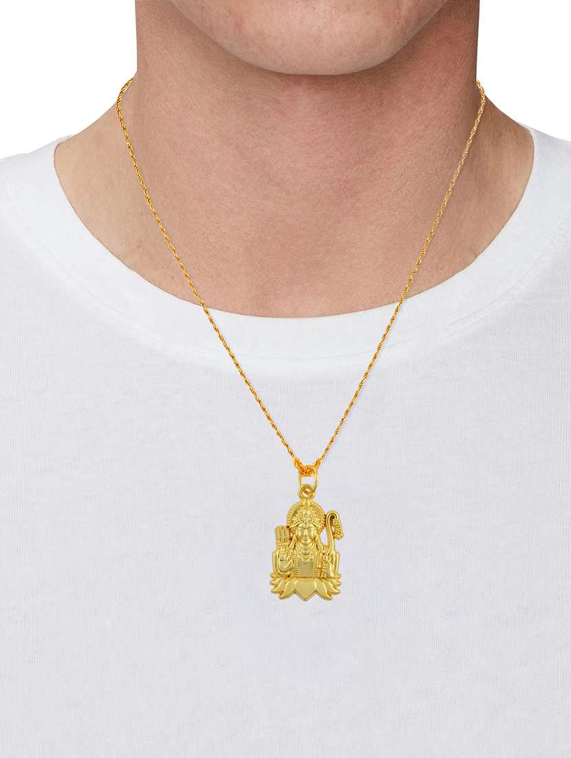 men gold plated long chain with pendant - 21709162 -  Standard Image - 3