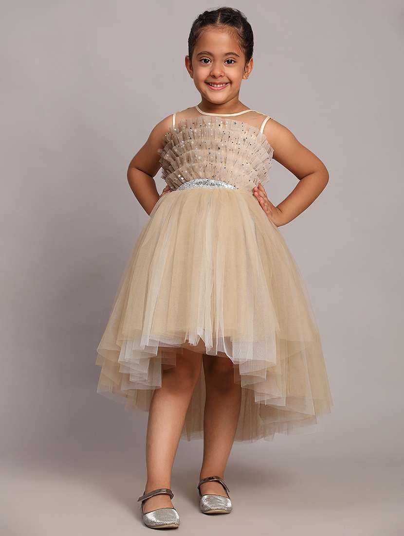girls embellished round neck high low frock - 21709304 - Zoom Image - 0