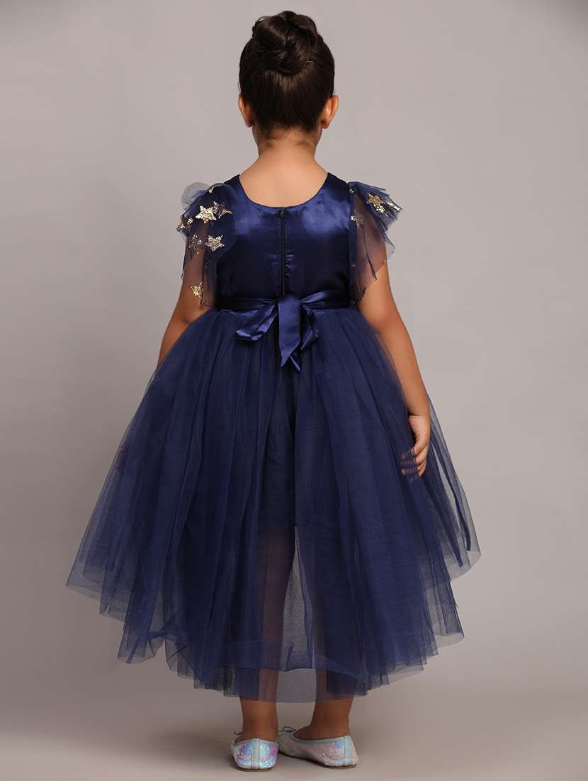 Girls Embellished Round Neck High Low  Frock