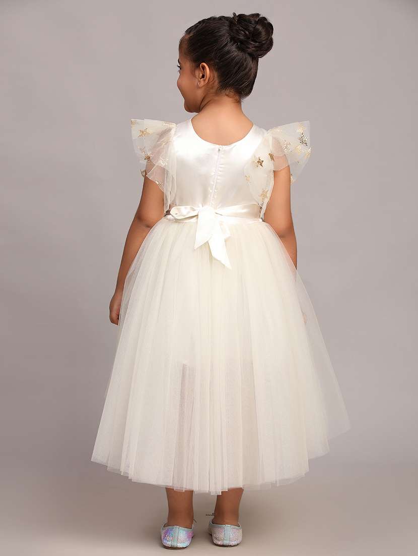 girls embellished round neck high low frock - 21709341 - Standard Image - 3