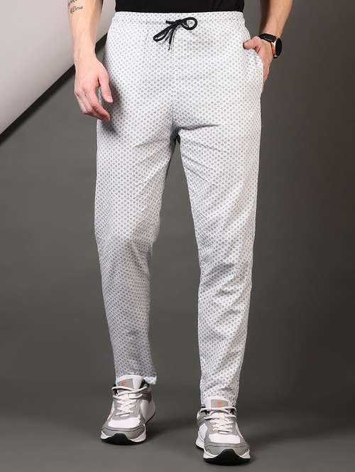 men white printed ankle length track pant - 21709588 -  Standard Image - 0