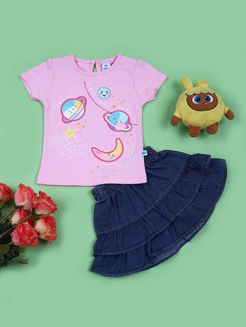 girls printed top and skirt set - 21709596 - Standard Image - 0