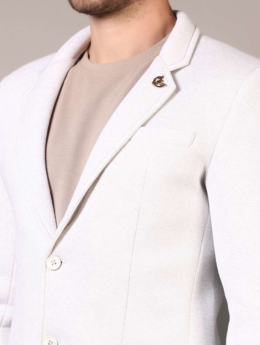 men solid lapel collar single breasted casual blazer - 21709639 -  Standard Image - 3