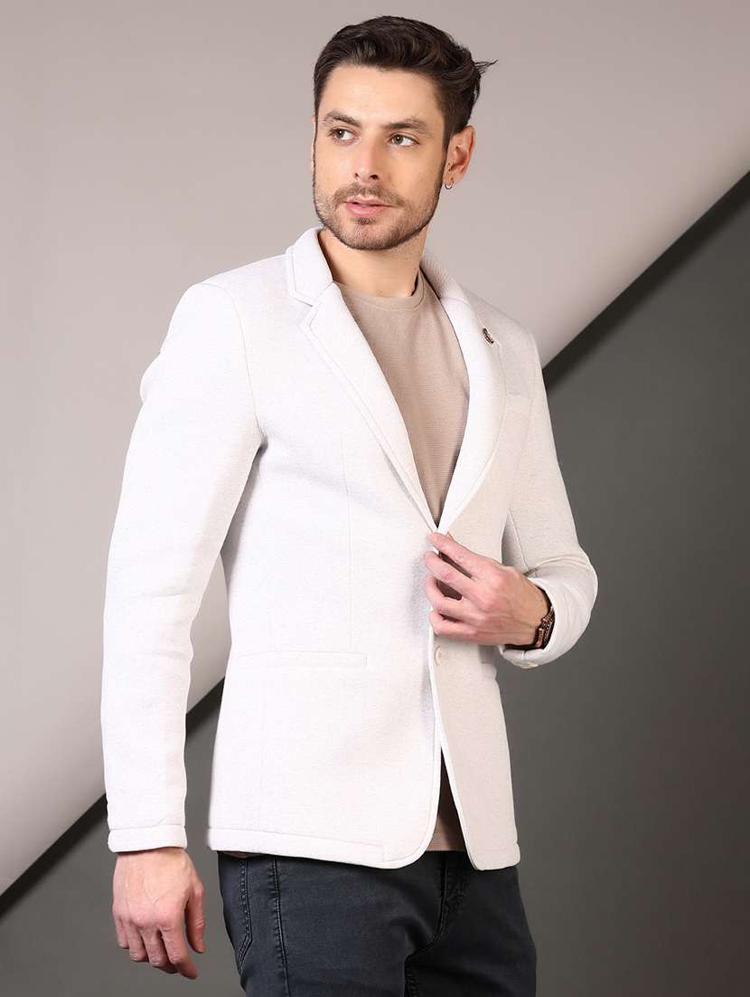 men solid lapel collar single breasted casual blazer - 21709639 -  Standard Image - 5