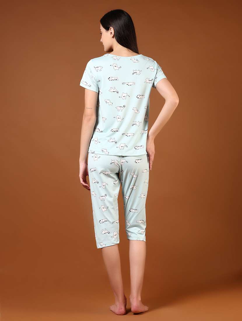 women printed nightwear capri set - 21709659 -  Standard Image - 3