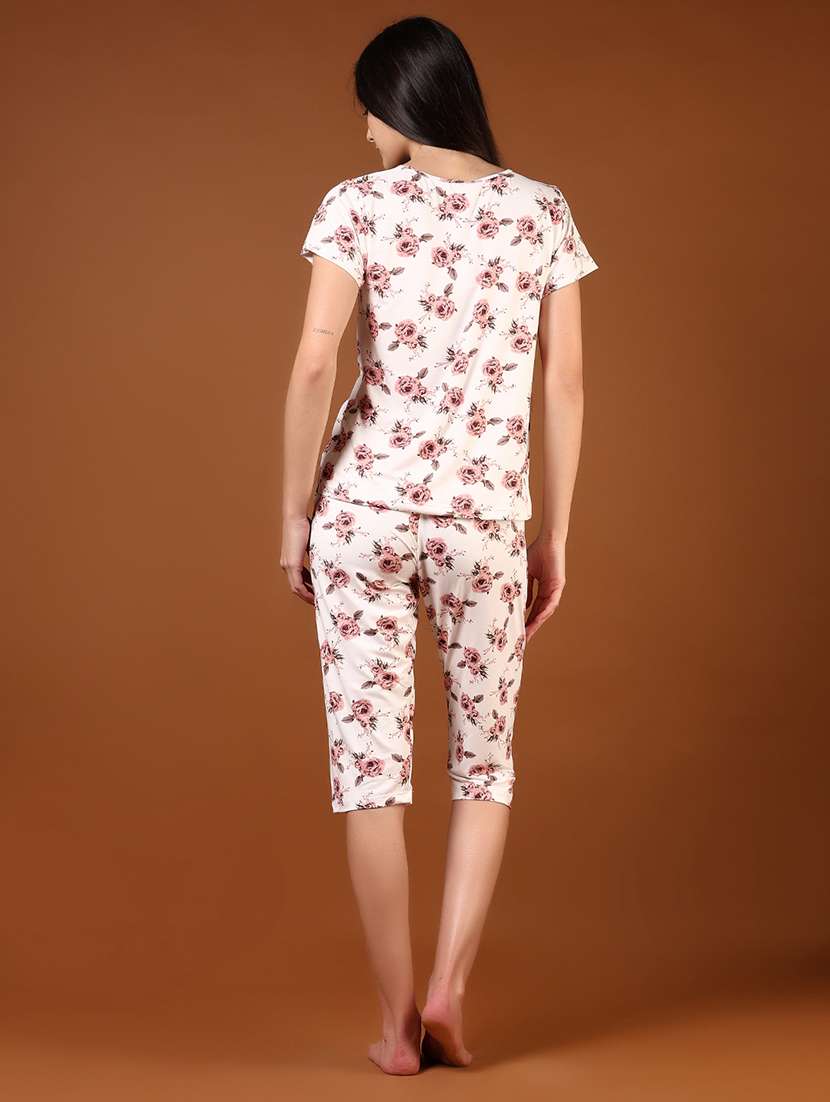 women floral printed nightwear capri set - 21709660 -  Standard Image - 3
