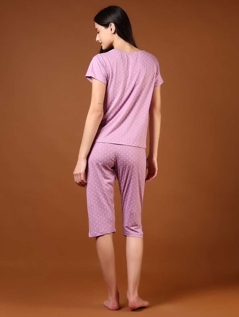women polka doted nightwear capri set - 21709661 -  Standard Image - 3