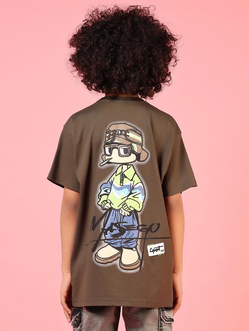 boys front & back printed round neck t-shirt - 21709667 - Zoom Image - 0