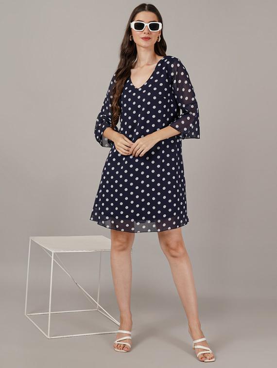 women polka doted bell sleeves a-line dress - 21709707 - Standard Image - 3