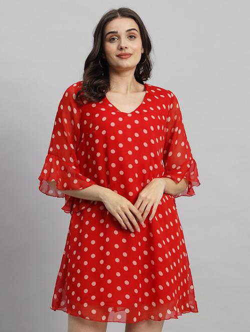 women polka doted bell sleeves a-line dress - 21709729 - Standard Image - 0