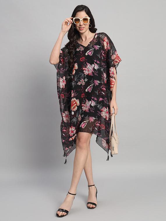 women printed relaxed fit kaftan dress